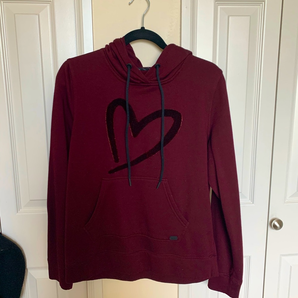 Marc New York burgundy red heart sweatshirt hoodie